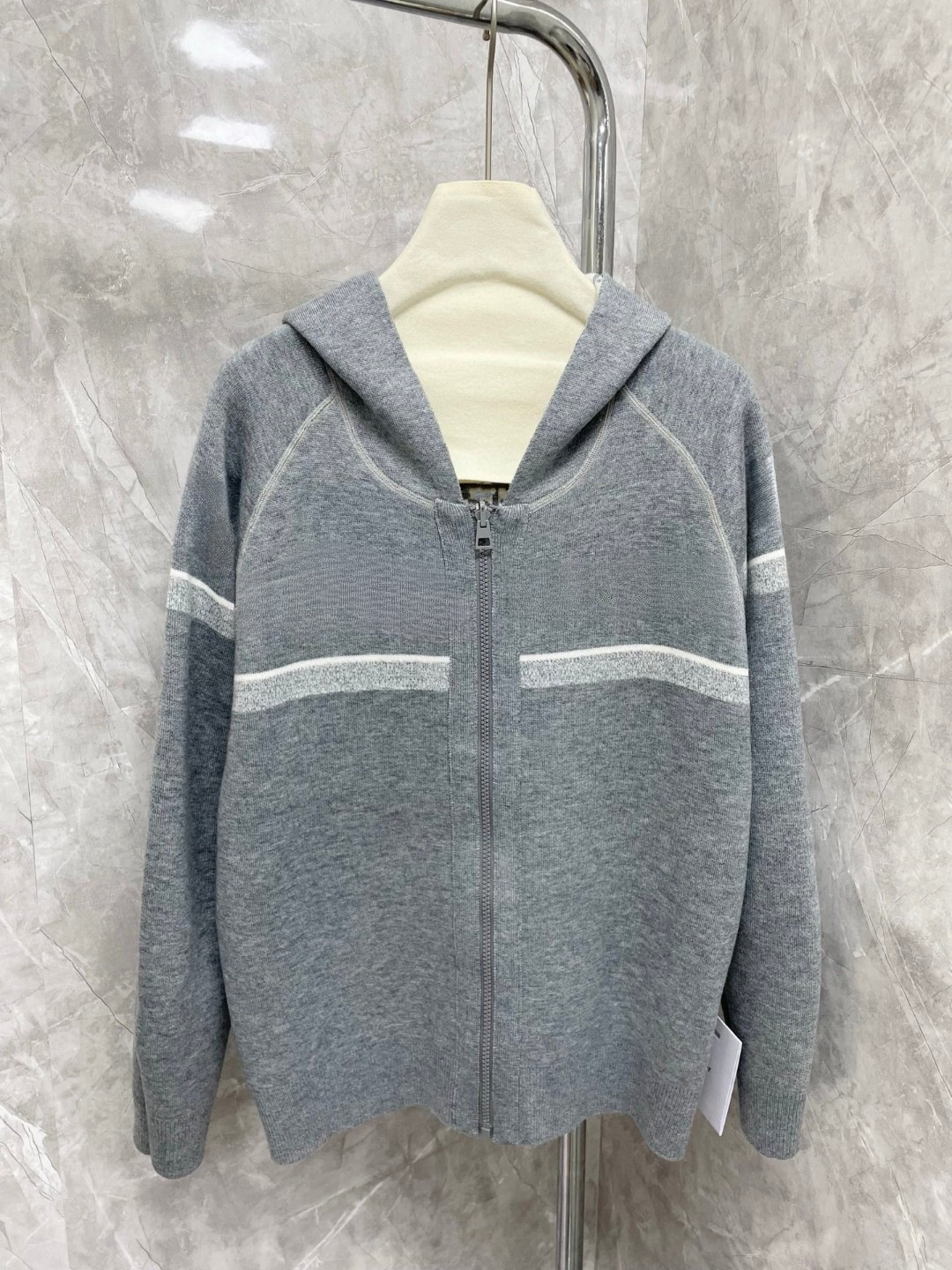 Autumn and winter new women's classic fashion multifunctional zipper knitted open top hooded jacket, designer elegant long sleeved top