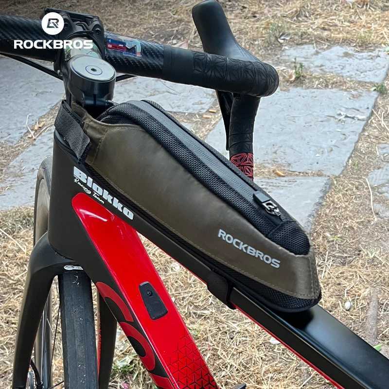 ROCKBROS Bike Bag Portable Bike Top Tube Frame Bag Nylon MTB Road Phone Tool Bag Reflective Ultralight Bicycle Pannier Accessory H251029