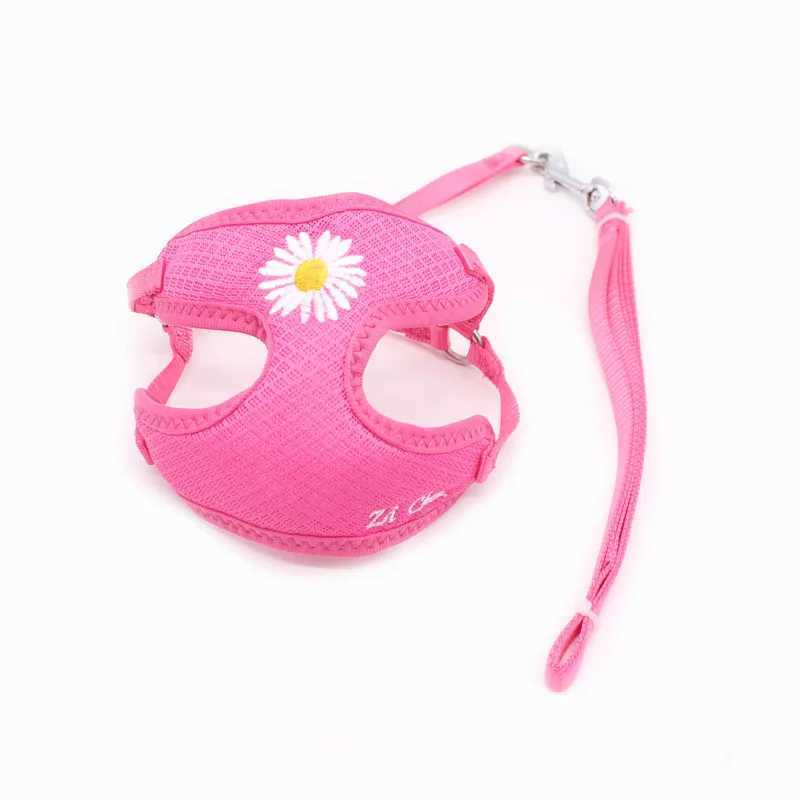 Korean Candy Color Embroidery Breathable Small Pet Dog Harness and Leash Set Soft Nylon Puppy Walking Vest for Chihuahua Yorkie J251129
