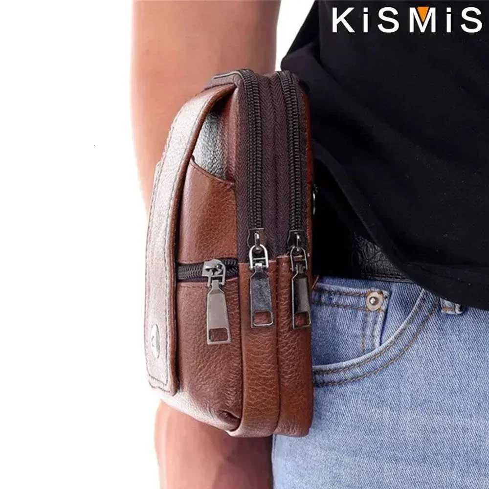Mens Leather Waist Bag Mtifuncti Fanny Pack Large Capacity Crossbody Shoder Bag Mti Pockets Y251011