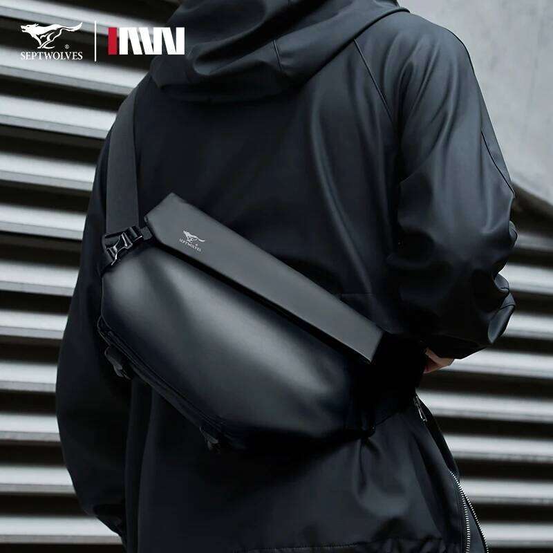 Designer bag 52 Septwoes Urban Fashion Magnetic Buckle Shoulder Men Black Waterproof Irregular Shape Sport Travel Crossbody Messenger Bag