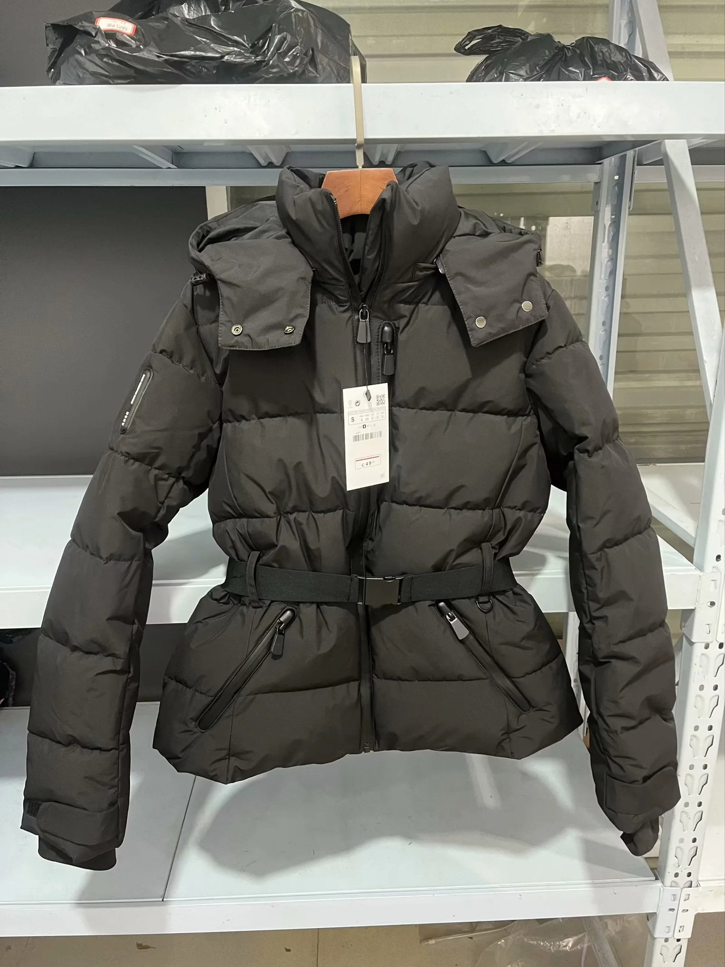 Warm Cotton Jaet Ski Suit with Belt Stand Collar Thien Winter Outerwear Women's Faion Commute Korean Sle Memory Fabric