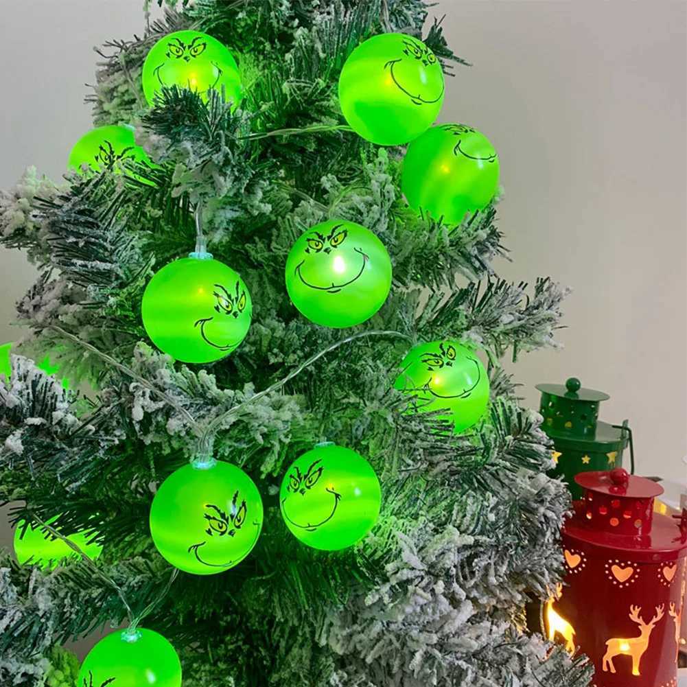 2024 Halloween Day Decoration Party String Lights Funny Green Balls Lights DIY Christmas Tree Decor Light Holiday Party Supplies C251030
