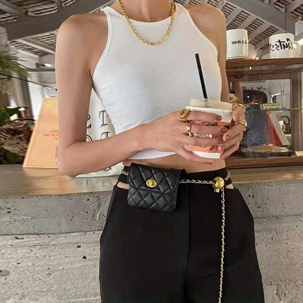 2025 Hot Sale Luxury Quilted Waist Pack with Gold Ball Pendant Stylish Belt Bag Crossbody Handbag Mini Purse Free Shipping Worldwide ptz