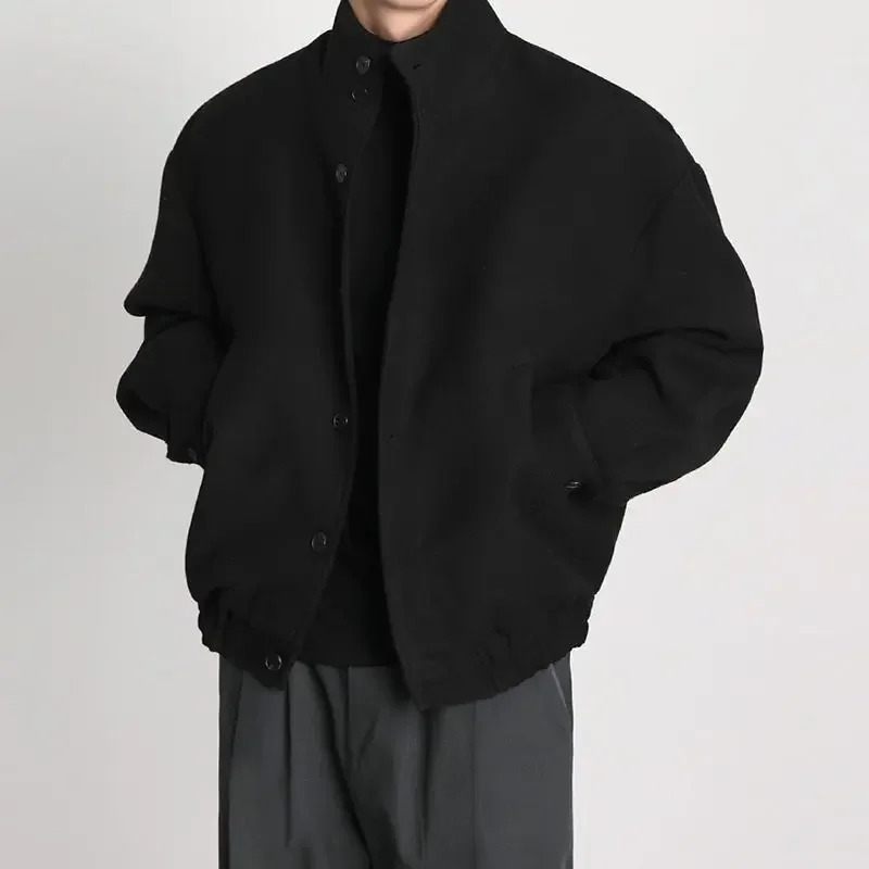 Of The Season Spring Autumn Mens Fashionable Woolen Jacket Stand Collar Trendy Handsome Casual Loose Fit Korean St 251029