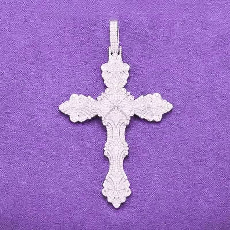 Hip Hop Iced Bling 925 Sterling Silver Cross Pendant VVS Moissanite Cluster Pass Diamond Tester Ornamental for Men Christian