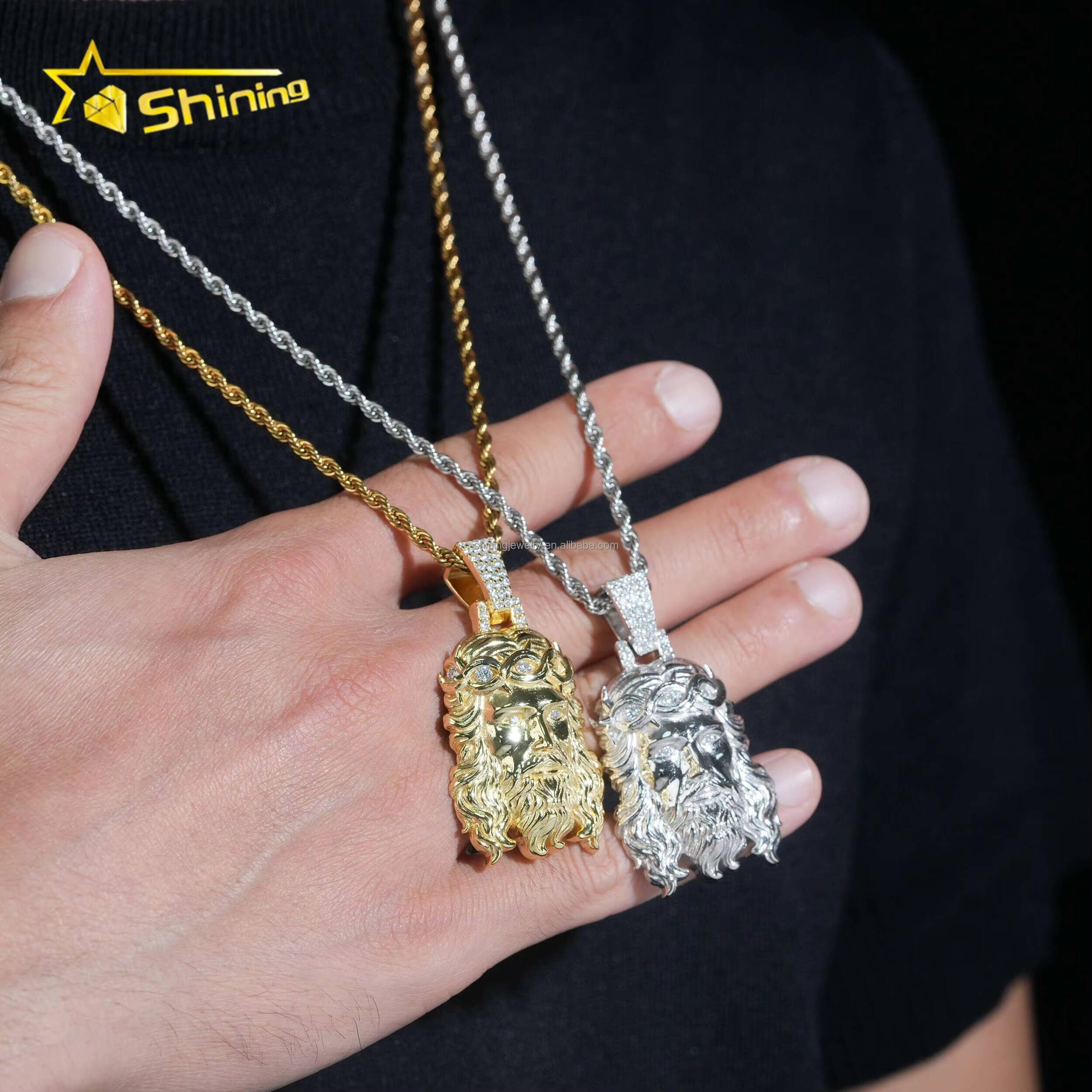 GRA Certificate Wholesale Lowest Price Jewelry Hip Hop Iced Out FL Moissanite Diamond S925 Silver Religious Jesus Pendant Charm Designer's style