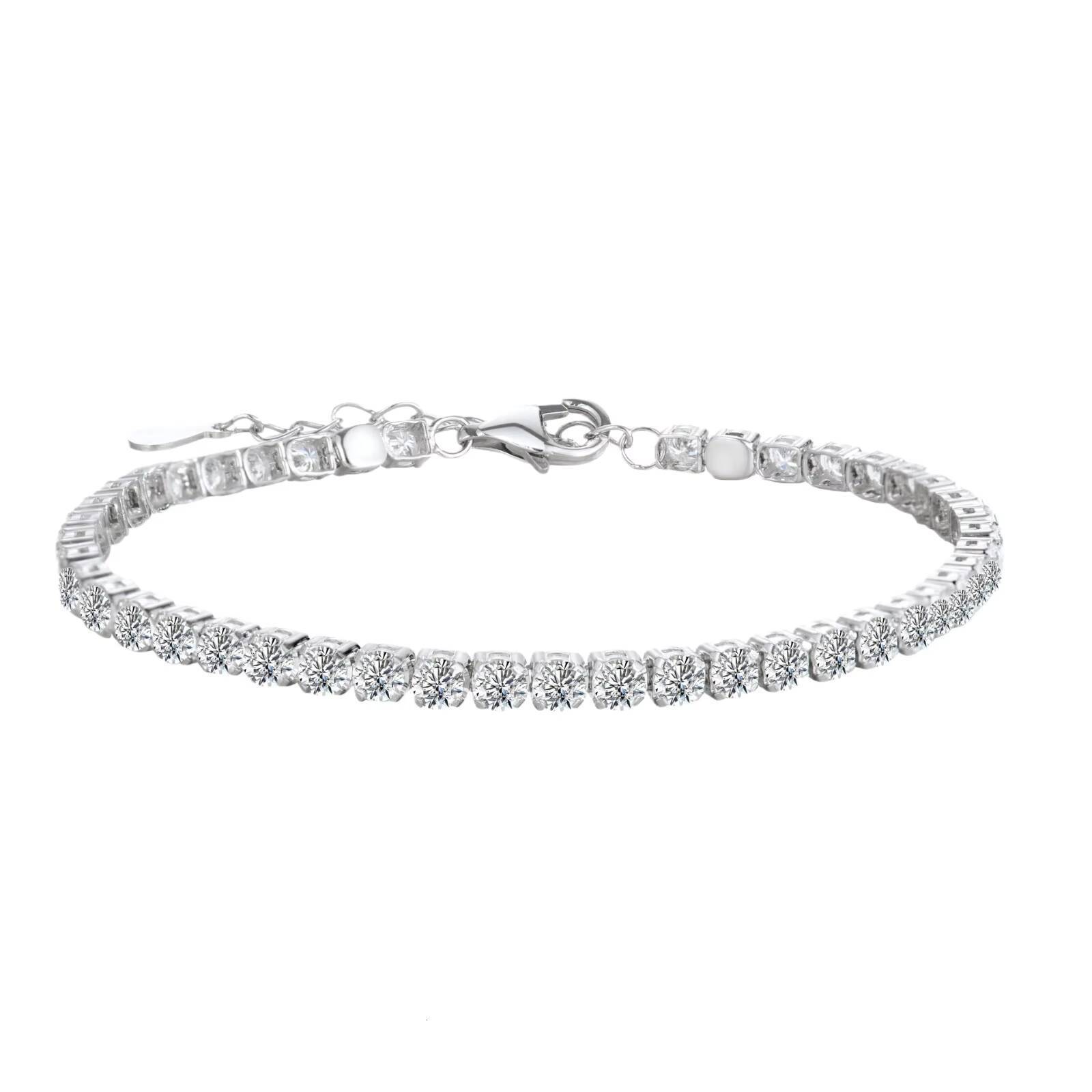 925 Sterling Silver SingleRow GRA Moissanite Diamond Tennis Bracelet Fashion Fine Womens Jewelry Elegant Bangles