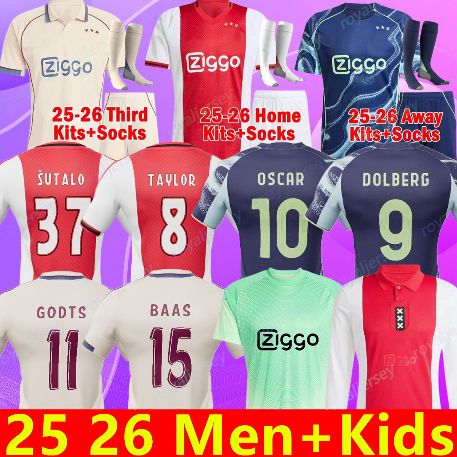 LAJAX 2025 2026 men kids kit soccer jerseys TAYLOR SUTALO OSCAR AFC 2025 2026 uniforms DOLBERG football shirts ajaax jersey Ajaox shirts maillot football amsterdam