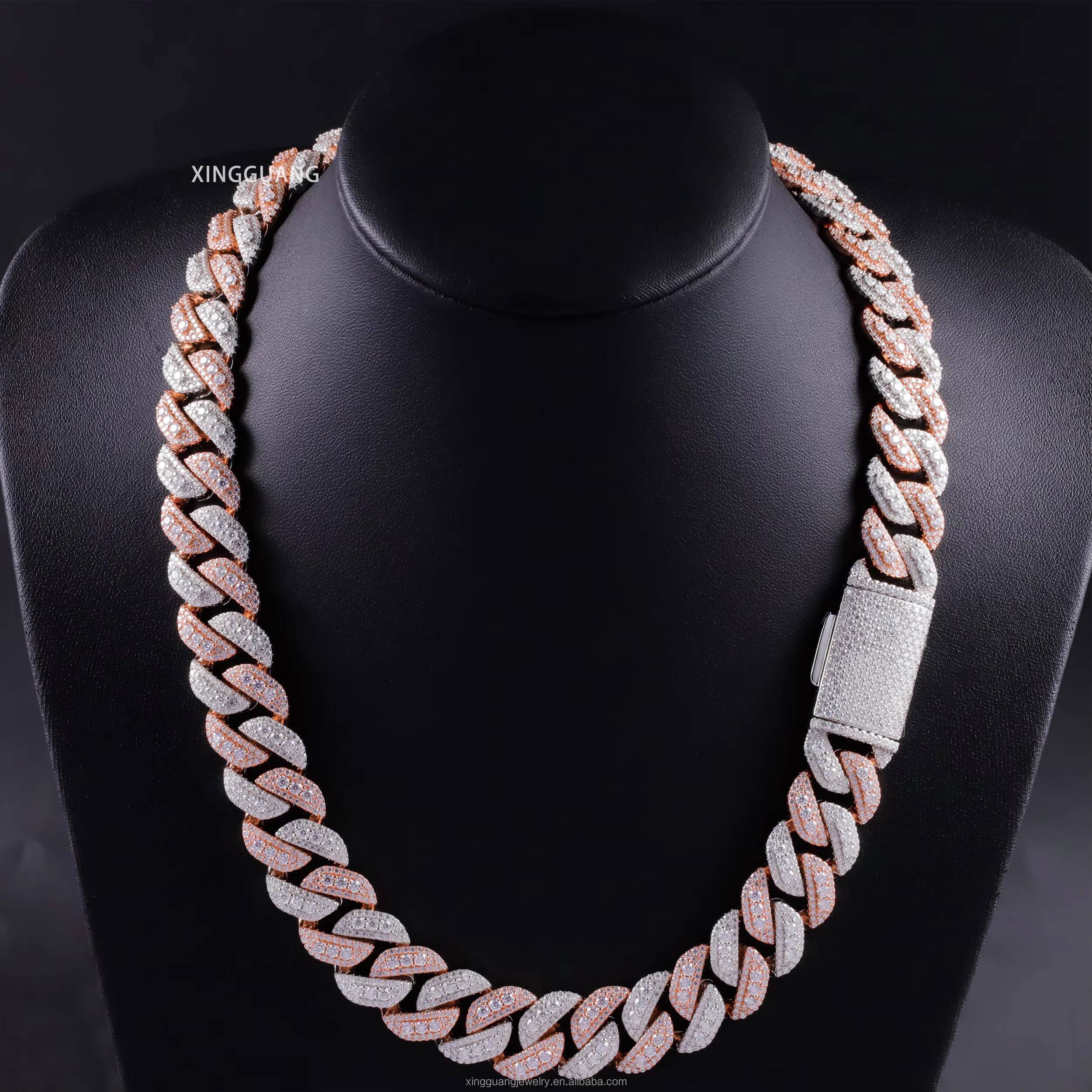 Factory Price Hip Hop 16mm Cuban Link Chain Iced Out Vvs Moissanite Jewelry S925 Silver Cuban Link Chain Necklace