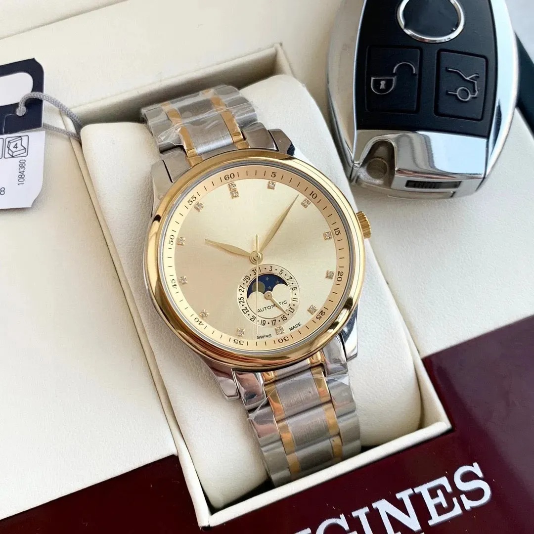 U1 Top-grade AAA Mens Lunar Phase Watch Famous Leisure Watchmaker Multifunctional Automatic Mechanical Movement Leather Stainless Steel Strap Wristwat