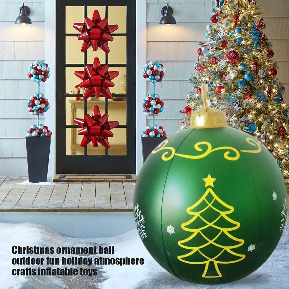 24 Inch Inflatable Christmas Balls Light Up PVC Giant LED Christmas Balloon Snowman Outdoor Inflatable Christmas Decorations C251030
