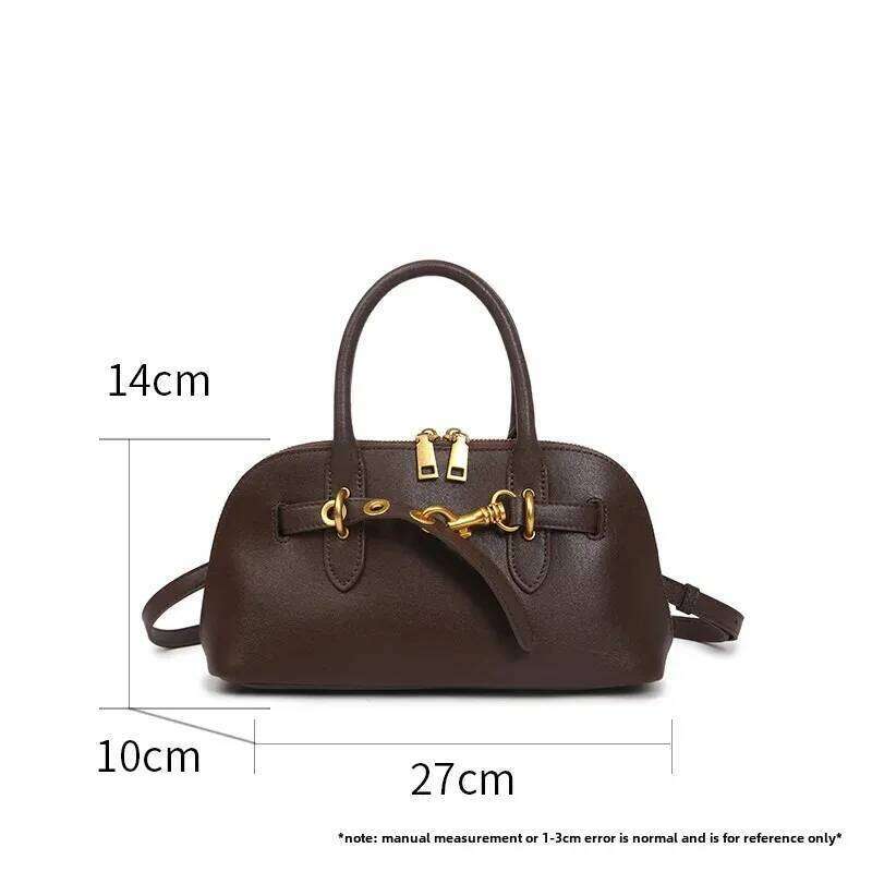 Genuine Leather Women's Crossbody Bag 2024 Autumn/Winter New Style Niche Fashionable Handbag High-End Feelsimple Casual Single S