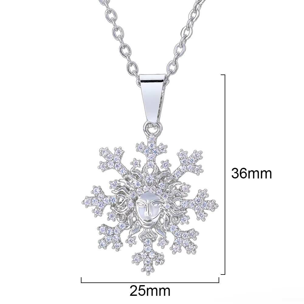 NUOYA Customized Snowflake Hollow Design Dazzling moissanite Pendant Christmas Day Silver Plated Pendant Necklaces for Women Gifts Designer's sty