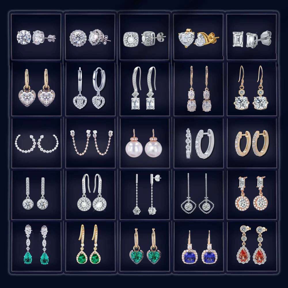 2025 Rulalei Ins Top Sell Stud Earrings Simple Fashion Jewelry Genuine 100% 925 Sterling Silver Princess Cut White Lab Moissanite Diamond Women Elegan