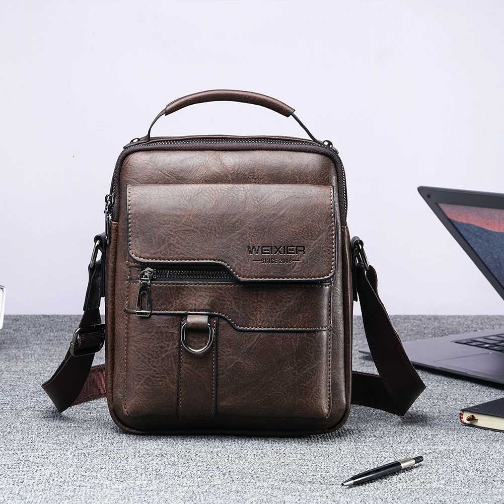 Mens Genuine Leather Crossbody Shoder Bags Vintage PU Men Handbag Tote Casual Business Man Messenger Bag Leather Fanny Pack Y251011