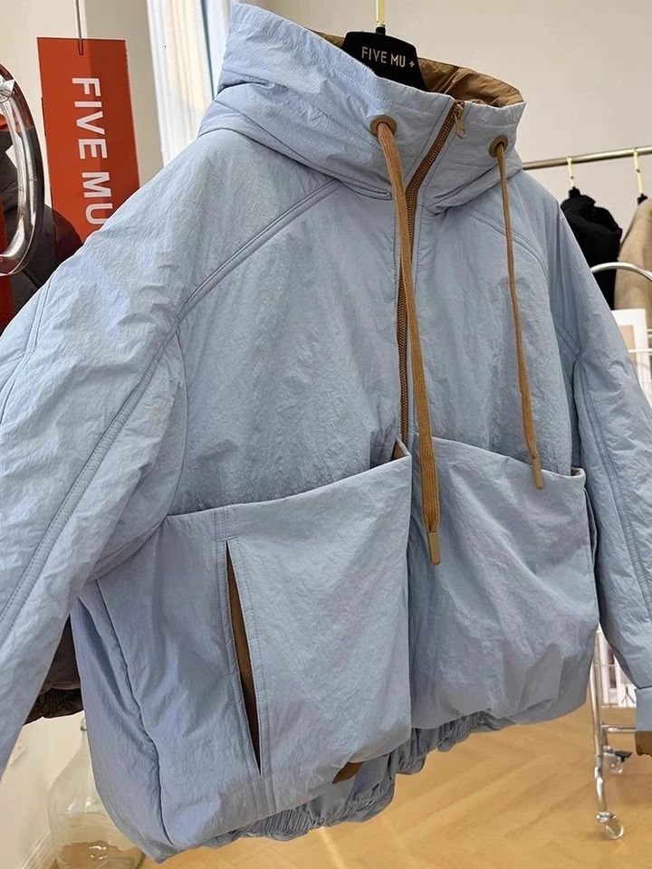 French Style Quilted Hooded LongSleeved Women Cotton Jacket 2025 Autumn Winter Women Cotton Coat Thicked Warm Outwear 251030