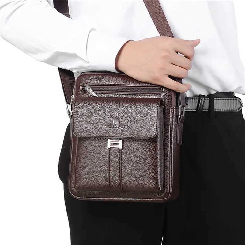 High Quality Men Shoder Bag Men PU Leather Flaps Mens Crossbody Bags Business Flap M Solid Messenger Bag Travel Bag Y251011