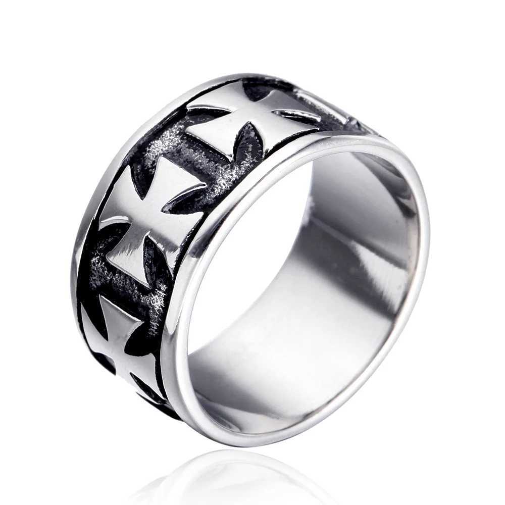 Silver color Knight Templar Cross Rings Black Punk Crusaders Band Rings for Mens Promise Jewelry Anel W251030