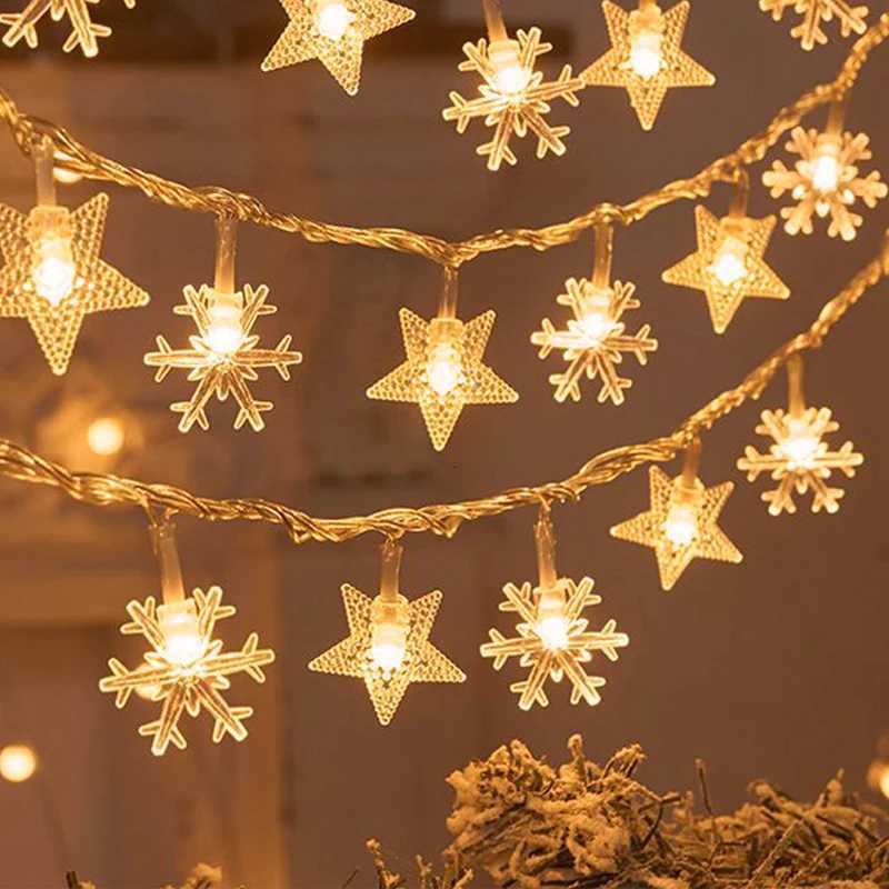 3M Christmas Lights LED Snowflake String Lights Xmas Fairy Light Lamp For Home New Year Party Supplies Christmas Tree Decor C251030