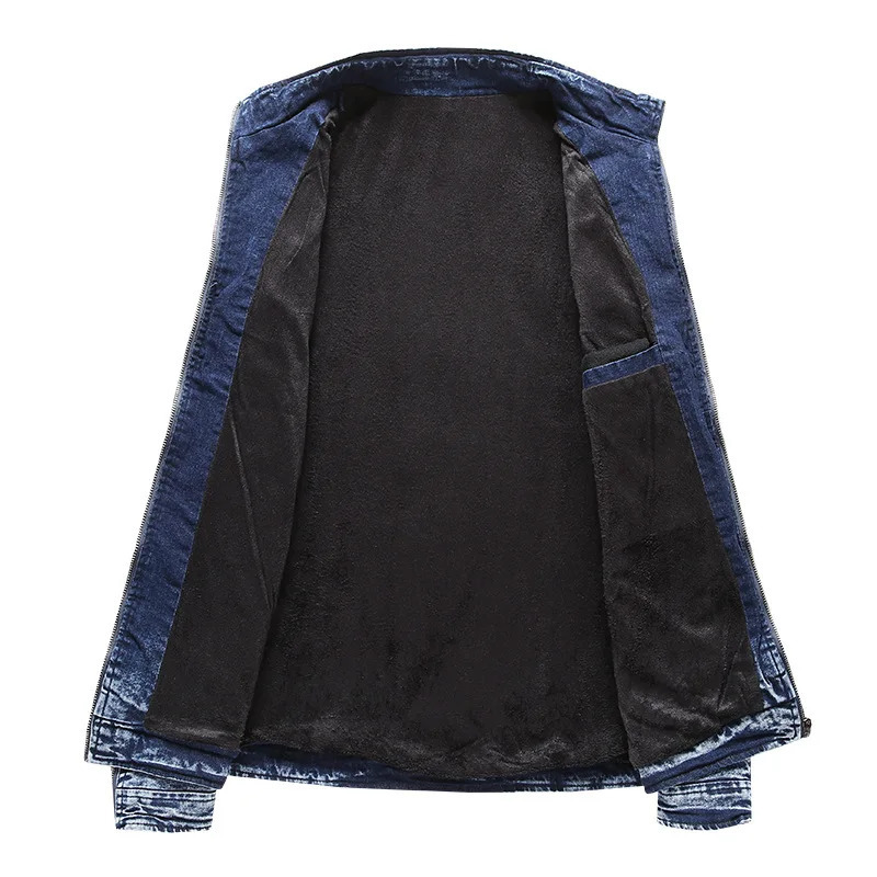 Motorcycle Denim Jacket Men Retro Zippers Stand Collar Coats Mens Cotton Slim Fit Moto Biker Outerwear 251029