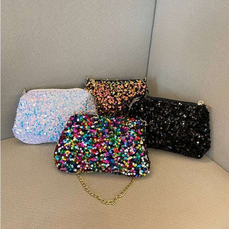Crossbody Chain Simple INS Solid Color Sequins Shoulder Underarm Bag Phone Purse Evening Clutch Bags Handbag