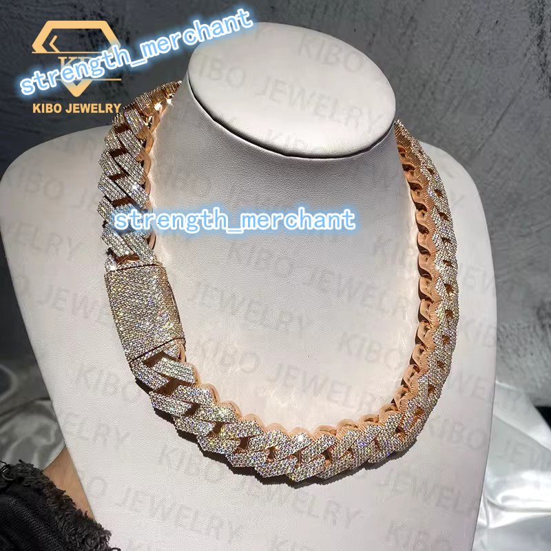 Iced Out Diamond Necklace 8 10 12 15 18 20 mm Width Mossanite Big Chains S925 Silver Iced Out VVS Moissanite Cuban Link Chain