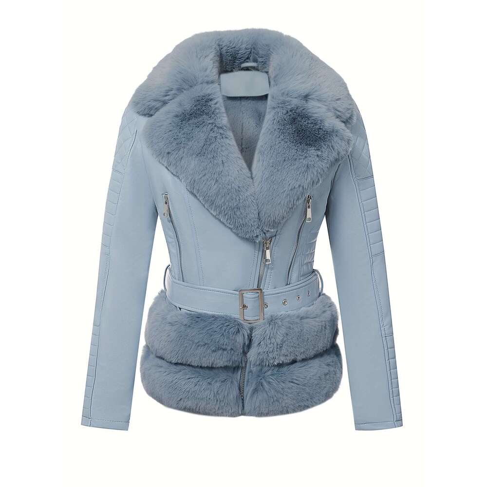 Soft Pastel Pink Women S Elegant Vintage PU Jacket Winter With Belt Non Porous Easy Clean Outerwear For Formal Everyday Events Fall Winter Fashion