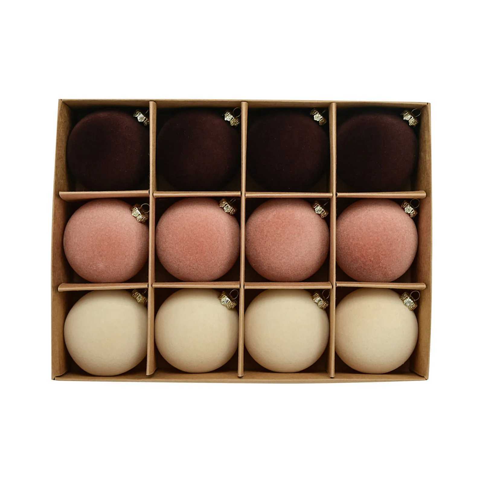 12pc Christmas Velvet Flocked Fibers Round Ball Ornament Creative DIY Christmas Ball Wreath and Christmas Tree Decoration C251030
