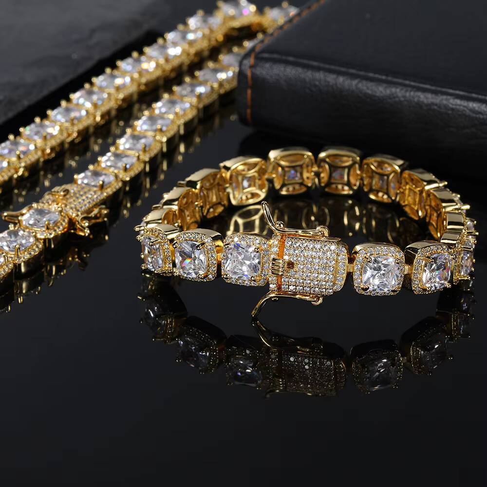 10mm Hip Hop Fine Jewelry Cluster Bracelets Iced Out Icy Girls Crystal Sugar moissaniteia Jewelry Bracelet for Women Designer's style