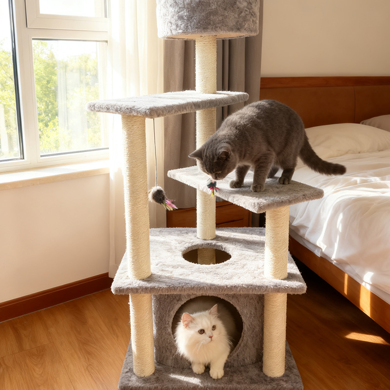 Versatile Feline Furniture: An Entertaining Cat Tower Equipped With Plush Platforms