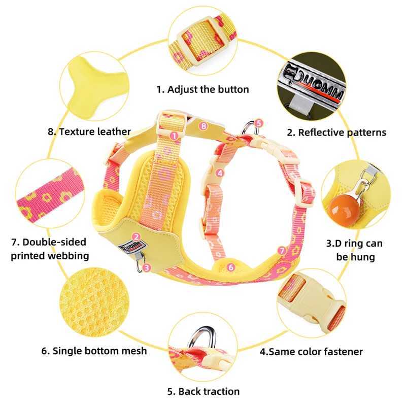 OODUDUOO Dog Harness and Leash Set Adjustable Pet Harness Vest For Small Medium Dogs Pet Collar Dog Chest Strap Outdoor Supplies J251129