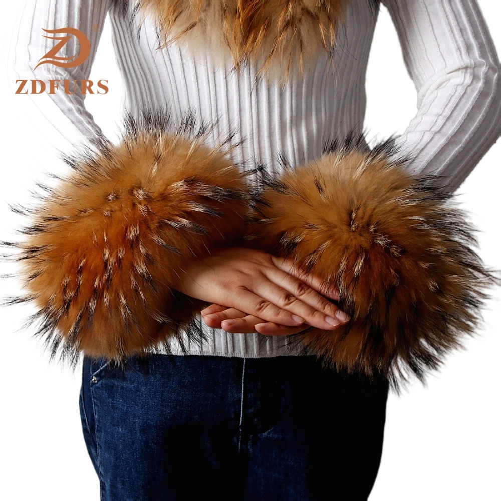 ZDFURS High Quality Fox fur Cuffs Wrist Warmer Genuine Fox Fur Cuff Arm Warmer Lady Bracelet Real Fur Wristband Glove 251028