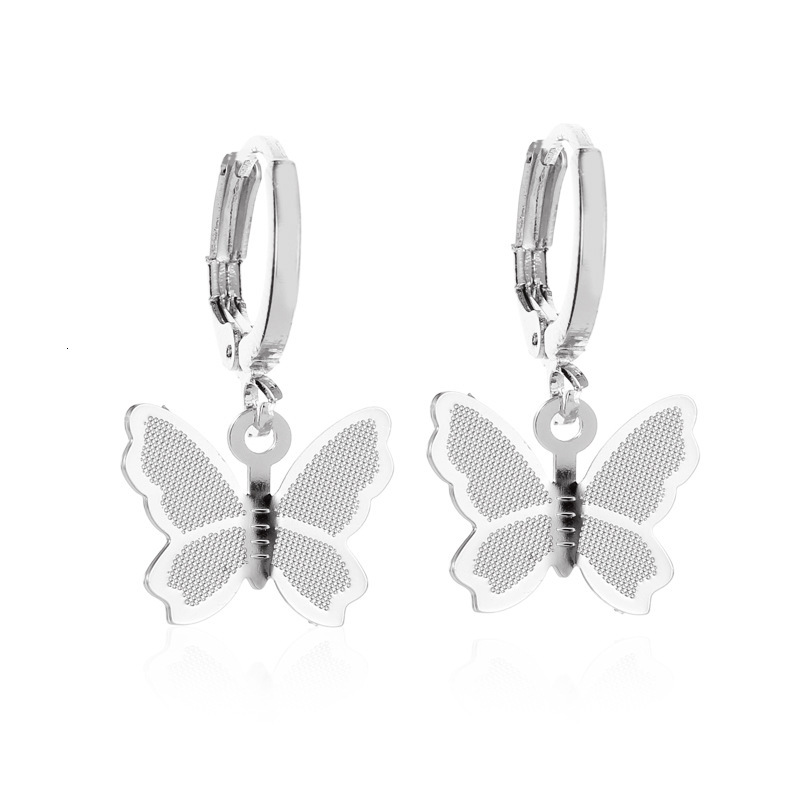 18k Gold Plated Korean Style Gold Sweet Matte Butterfly Drop Ear Clips Women's Earrings