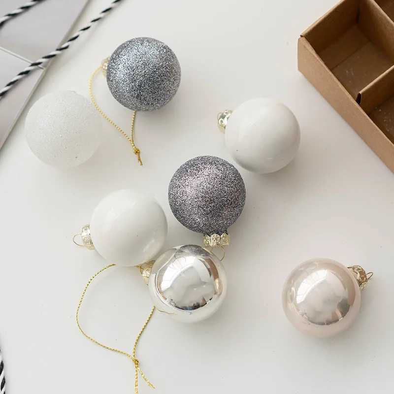 25pcs 4cm Small Size Glass Christmas Ball Ornaments Champagne Christmas Tree Party Decoration New Year Christmas Spheres Pendant C251030