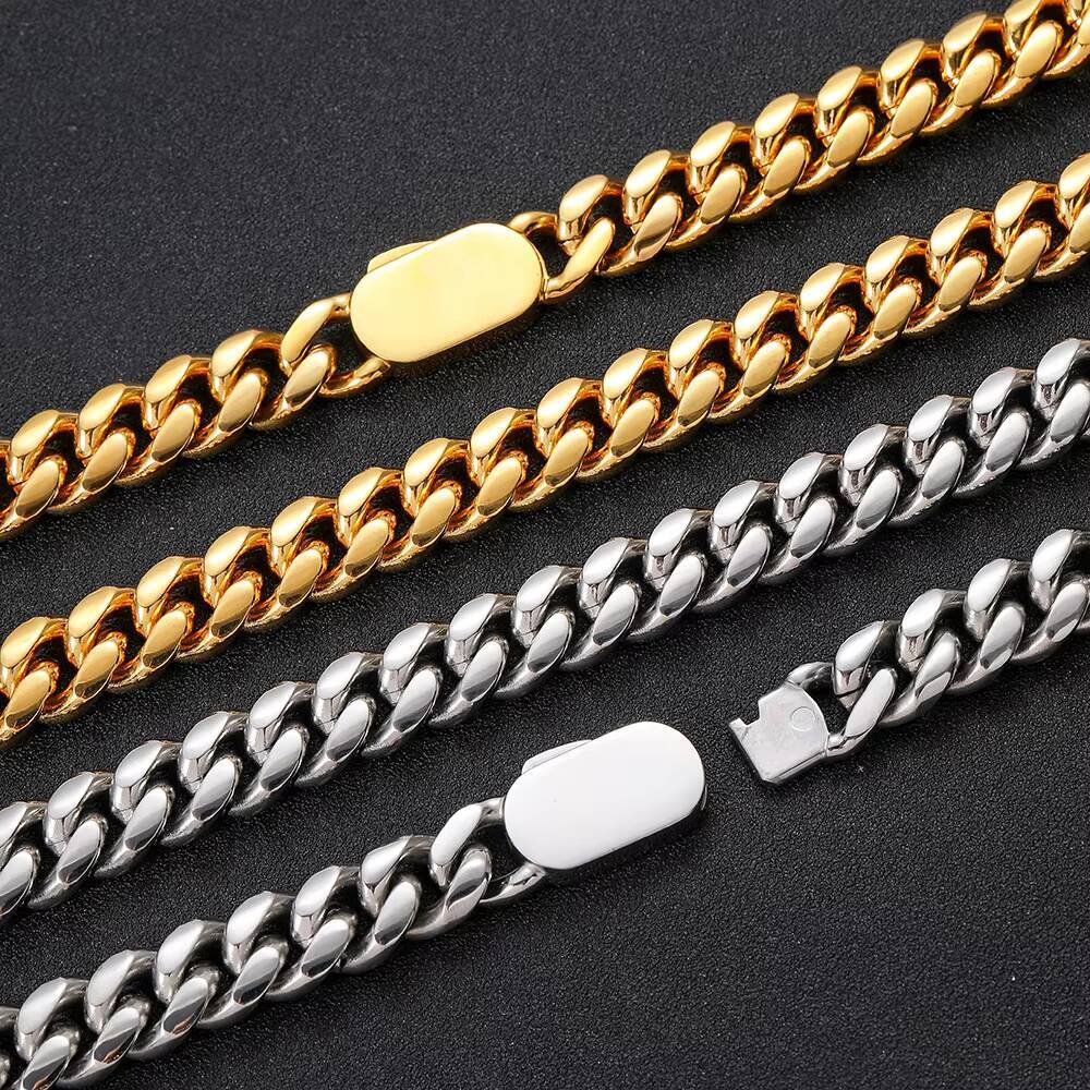 NUOYA Hip Hop Bracelet 812mm Stainless Steel Chain Natural Shell Clasp Miami Cuban Link Design Luxury Jewelry Designer's style
