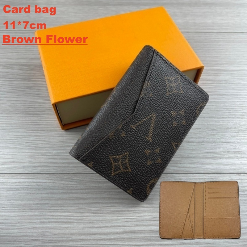 Top-quality Luxury Wallet Designer Card Holder Genuine Leather Passport Holder Brand Classic Old Flower Plaid Embossed Letter Cardholder Designers Wallet