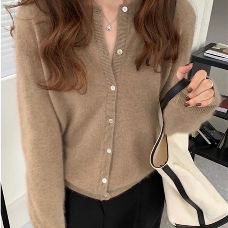 Fashion Solid Color Knitted Cardigan Sweater Autumn Winter Long Sleeve Buttons Sweater Coat Elegant Casual Loose Winter Tops 251010