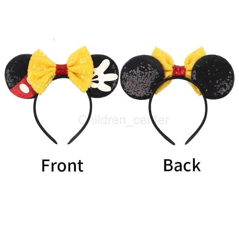 Disney Mickey Black Mouse Ears Headband For Girls Women Sequins 5Bow Party Hairband Festival DIY Hair Accessories Femme H251030