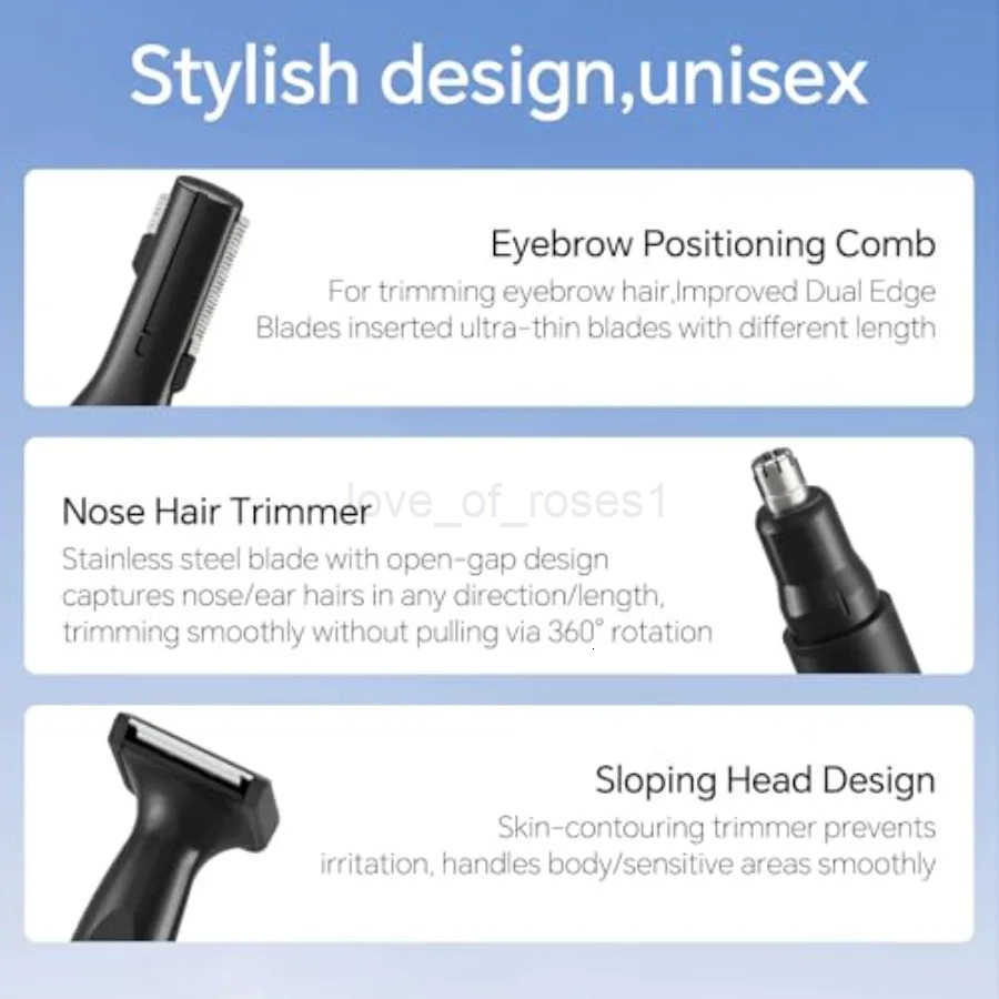 RUIM 3in1 Nose Hair Trimmer for Men and Women Painless Eyebrow Ear Face Groomer USBC Fast Charge Waterproof with LED Display Sh Z251030