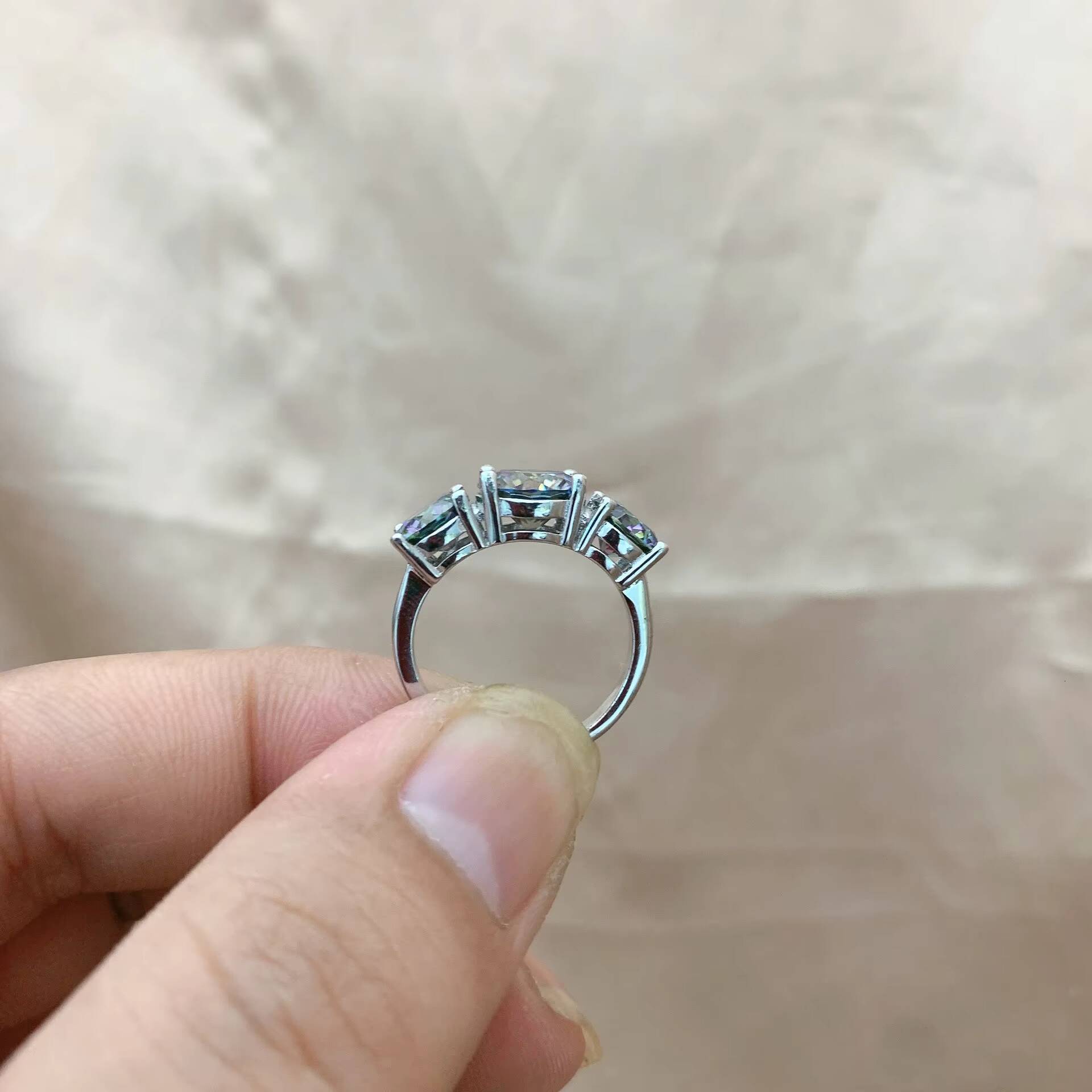 Wholesale Jewelry VVS1 925 Sterling Silver Wedding Bands Lab Diamond Rings Moissanite Stackable Engagement Ring for Women