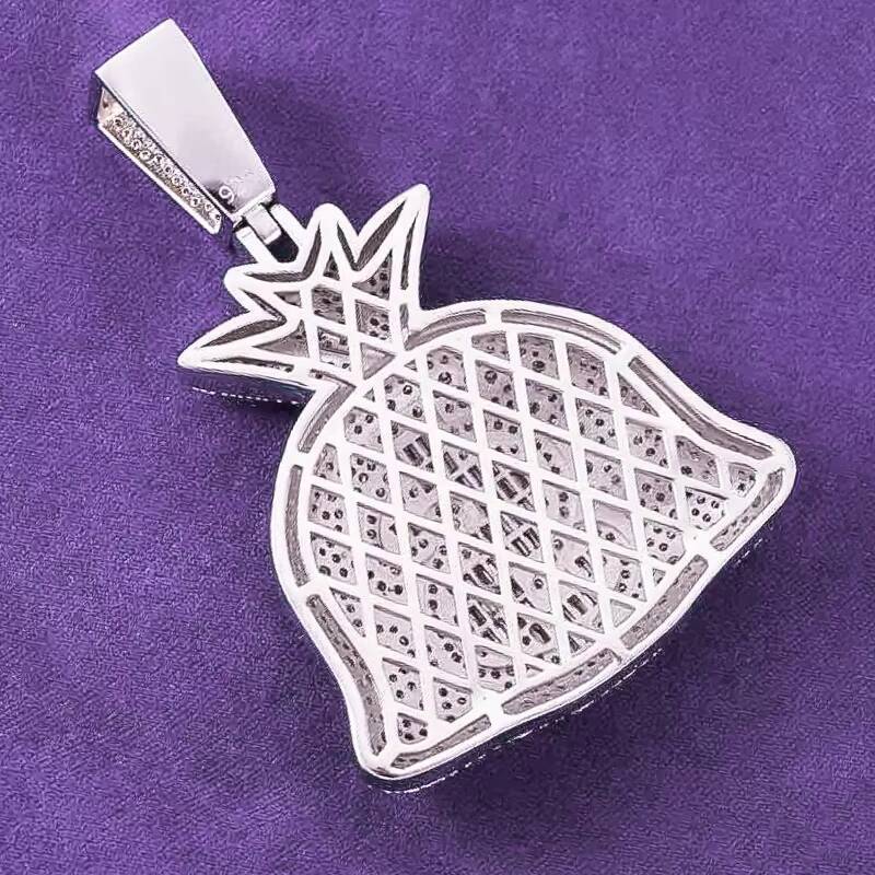 Hip Hop GRA D Color Moissanite Mens Baguette Money Bag Pendant With 925 Sterling Silver Pass Diamond Tester