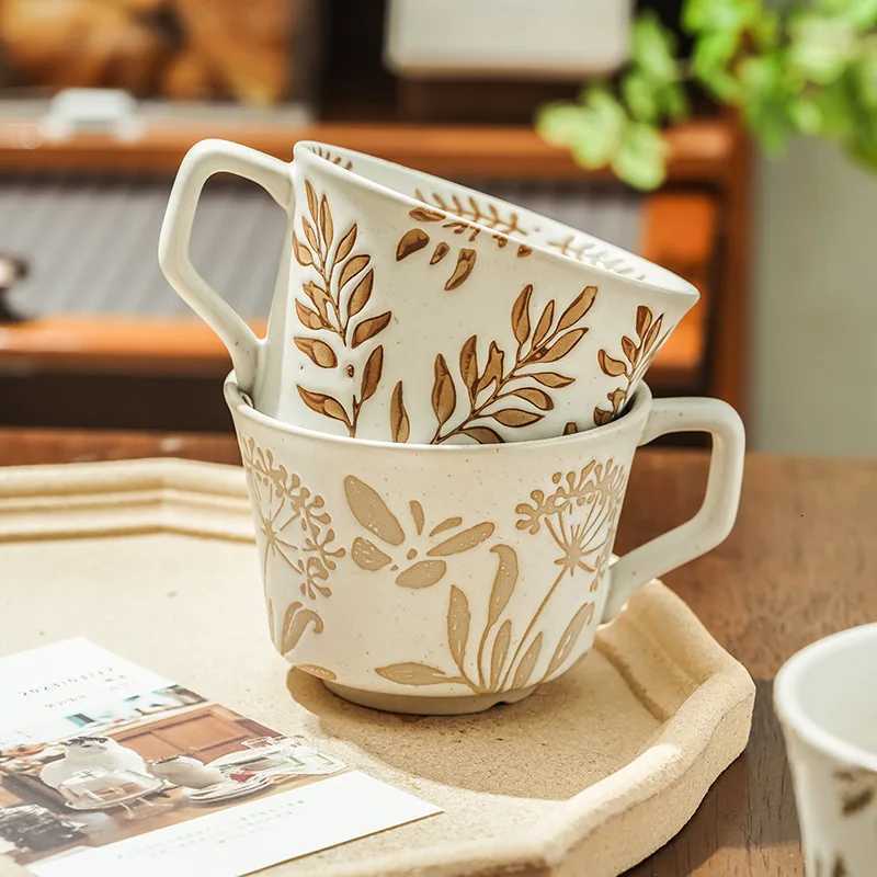 Ins Simple Nordic Ceramic He Handpainted g Pastoral Creative Personality Water Cup Coarse Pottery Coffee Cups Y251029