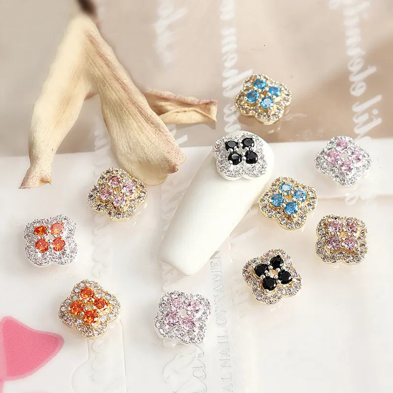 10pcs Kawaii Colorful Flower Zircon Crystals Rhinestones Nail Art Parts Jewelry Decorations Nails Accessories Charms Supplies 251027