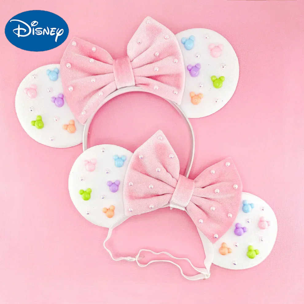 Disney Mickey Girl Velvet Ear Headband Soft Butterfly Knot Headband Halloween Party Christmas Hair Accessories H251030