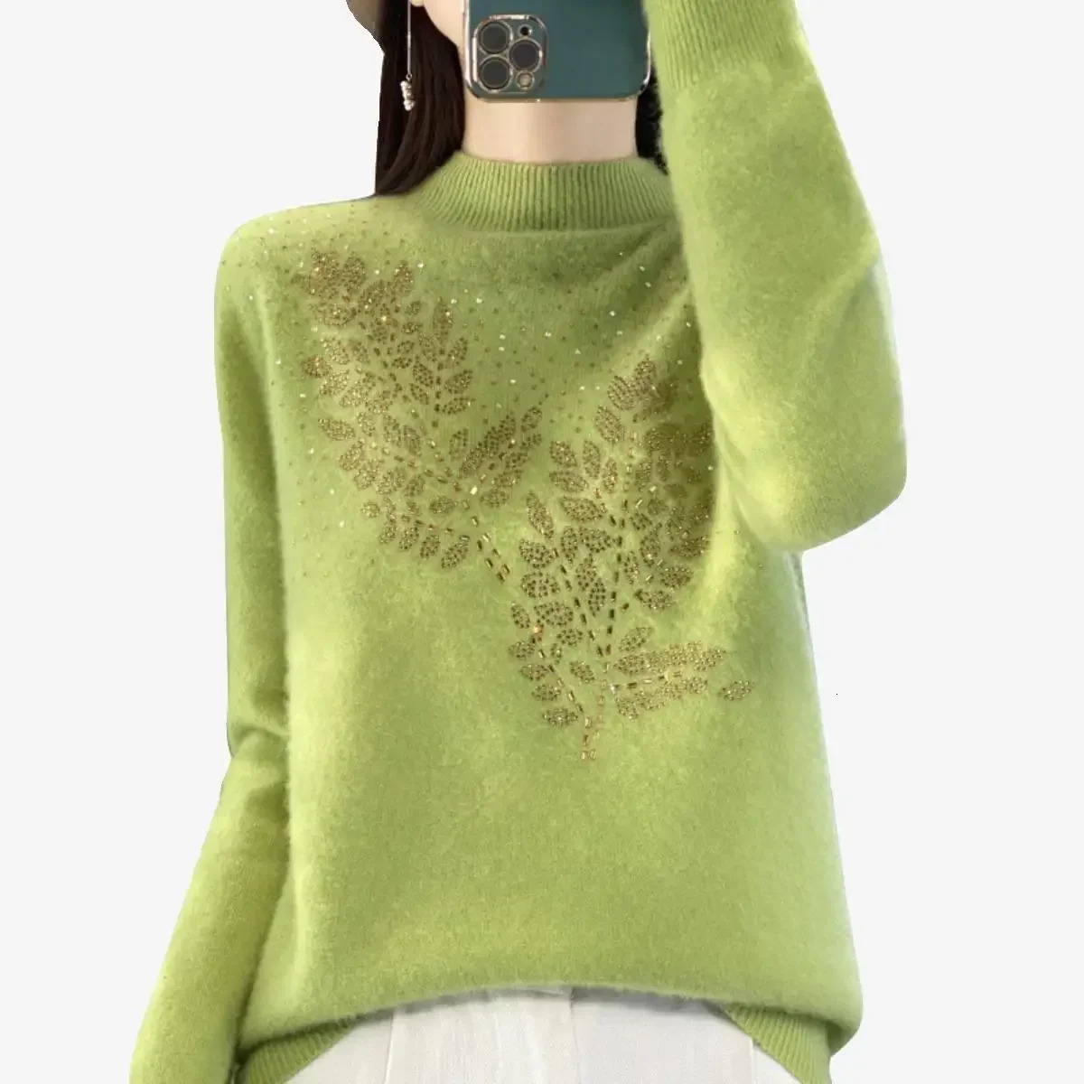 Women Sweaters Thick Warm Autumn Winter Mock Neck Fashion Pullovers Long Sleeve Basic Jumper Knit Bottoming Shirt Korean Sweater 251028