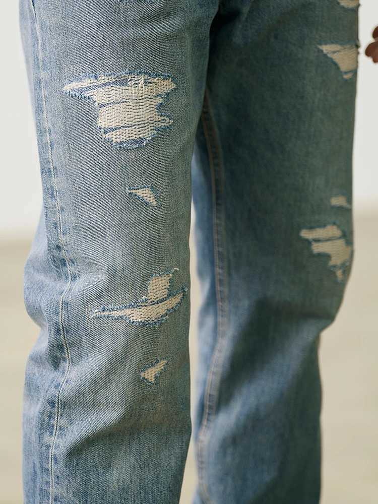 SIMWOOD 2025 Autumn Winter New Loose Straight Vintage Patchwork Jeans Men 135oz Fashion Street Style Plus Size Denim Trousers J251030