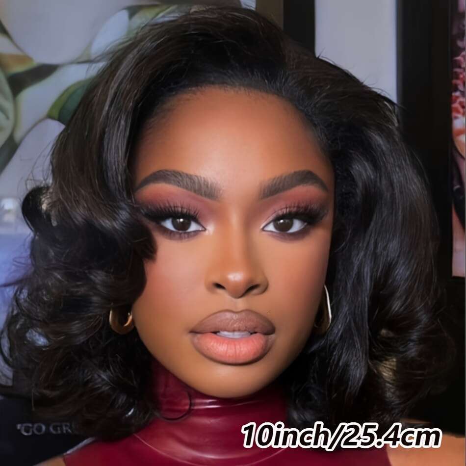 Elegant Bob Wig For Women - 4X4 Glueless Lace Front, Pre-Plucked Brazilian Virgin Remy Human Hair, Body Wave Closure Wig, 150% Density, 10 Inch