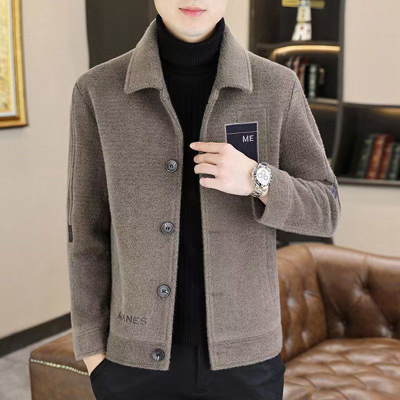 Men's Woolen Coat New Fashion High-end Trendy Lapel Jacket Stylish Handsome Casual Designer Coat Versatile Coat