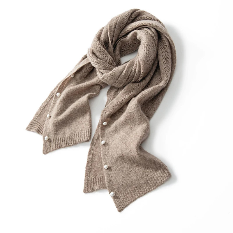100 Pure Cashmere Shalws Scarf Women Soft Warm Cardigan Pushima Winter Autumn Pearl Decoration Cape DualPurpose Soft Knitwear 251029